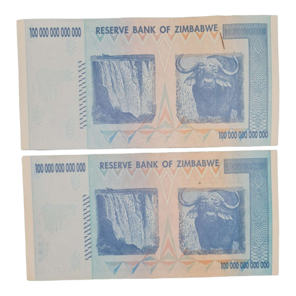 Reserve Bank of Zimbabwe One Hundred Trillion Dollars note 2008 UNC V. RARE